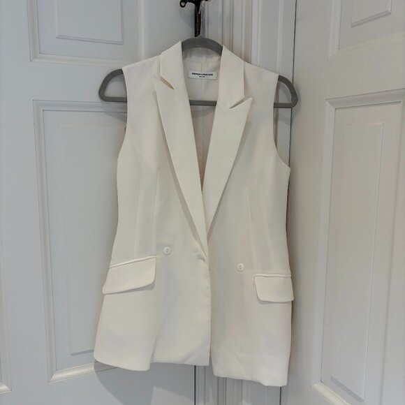 Amanda Uprichard Sleeveless Dixon Balzer Vest in Ivory - Picture 2 of 5
